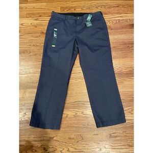 New LL Bean Men's Standard Fit Wrinkle Free Cotton Pants Navy Blue Size 37x29